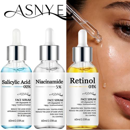 asnyh set de 3 piezas de ácido salicílico, retinol y niacinamida - niacinamida, ceramidas, centella. , , los poros, unisex. hidratación 72h, control de grasa. para piel beige . regalo festivo . 40ml/