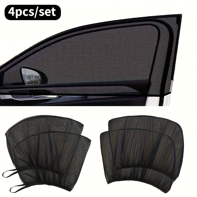 TEMU 4pcs Car Shade - Black Screen, Black Sun Screen For Front And Rear Windows, Camping And Vehicle