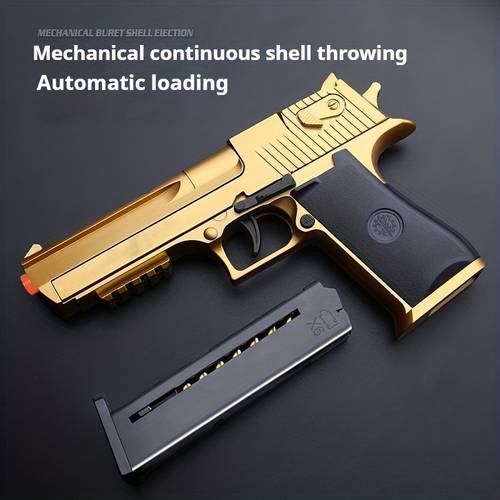 toy pistol automatic ejection toy gun without electricity silvery pistol toy role playing prop soldier role toy gun