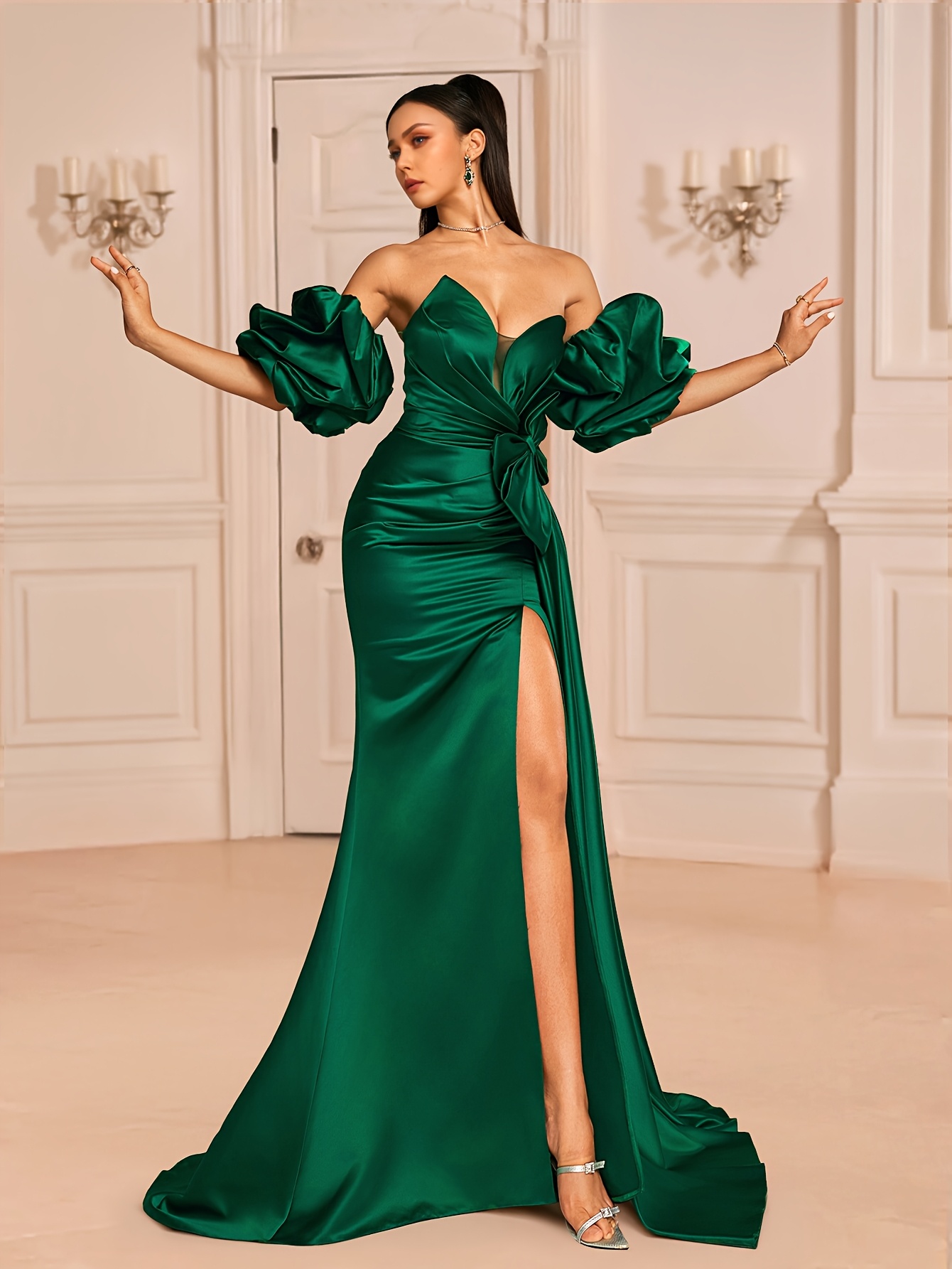 a deep v neck strapless evening dress women elegant womens - Temu