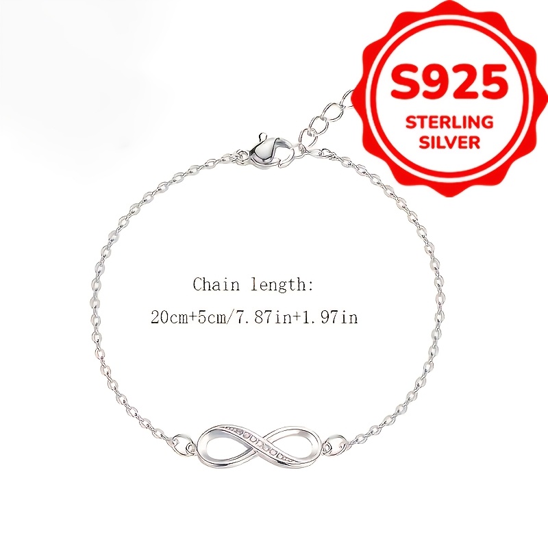Fashionable S925 Silver Figure 8 Anklet with Zirconia Inlaid