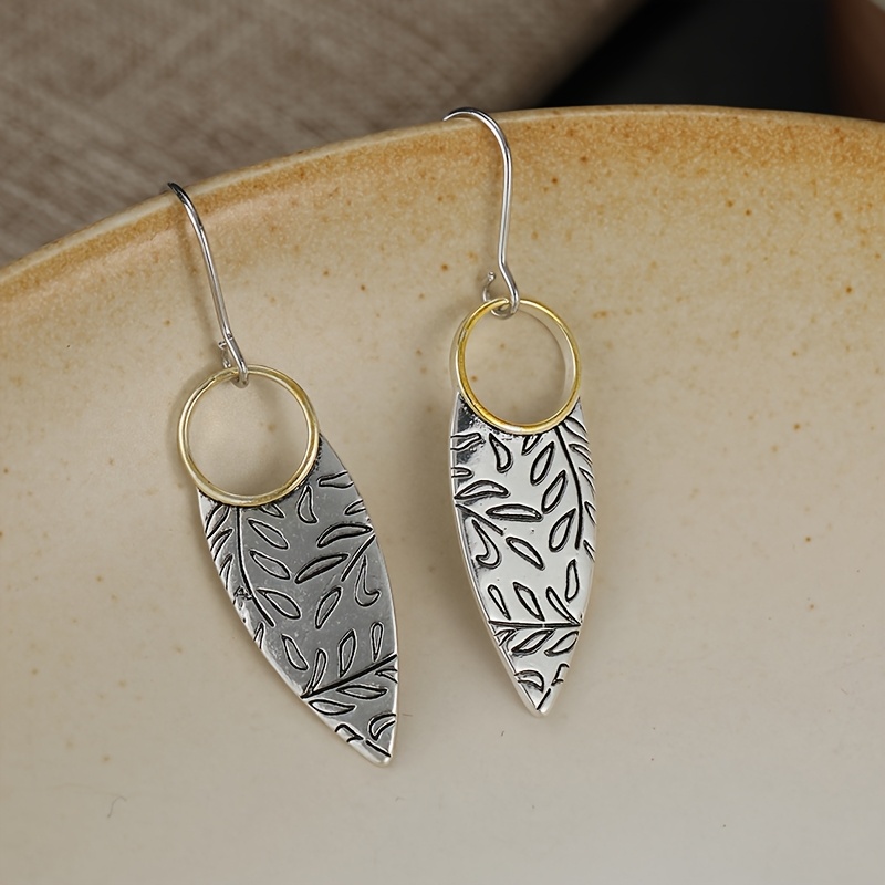 Women's Boho Chic Leaf Pattern Earrings, Handmade Style