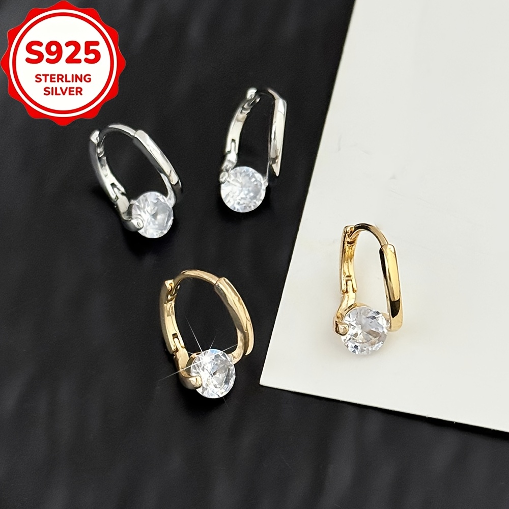2pcs Women's S925 Silver Inlaid Zirconia Ring Earrings