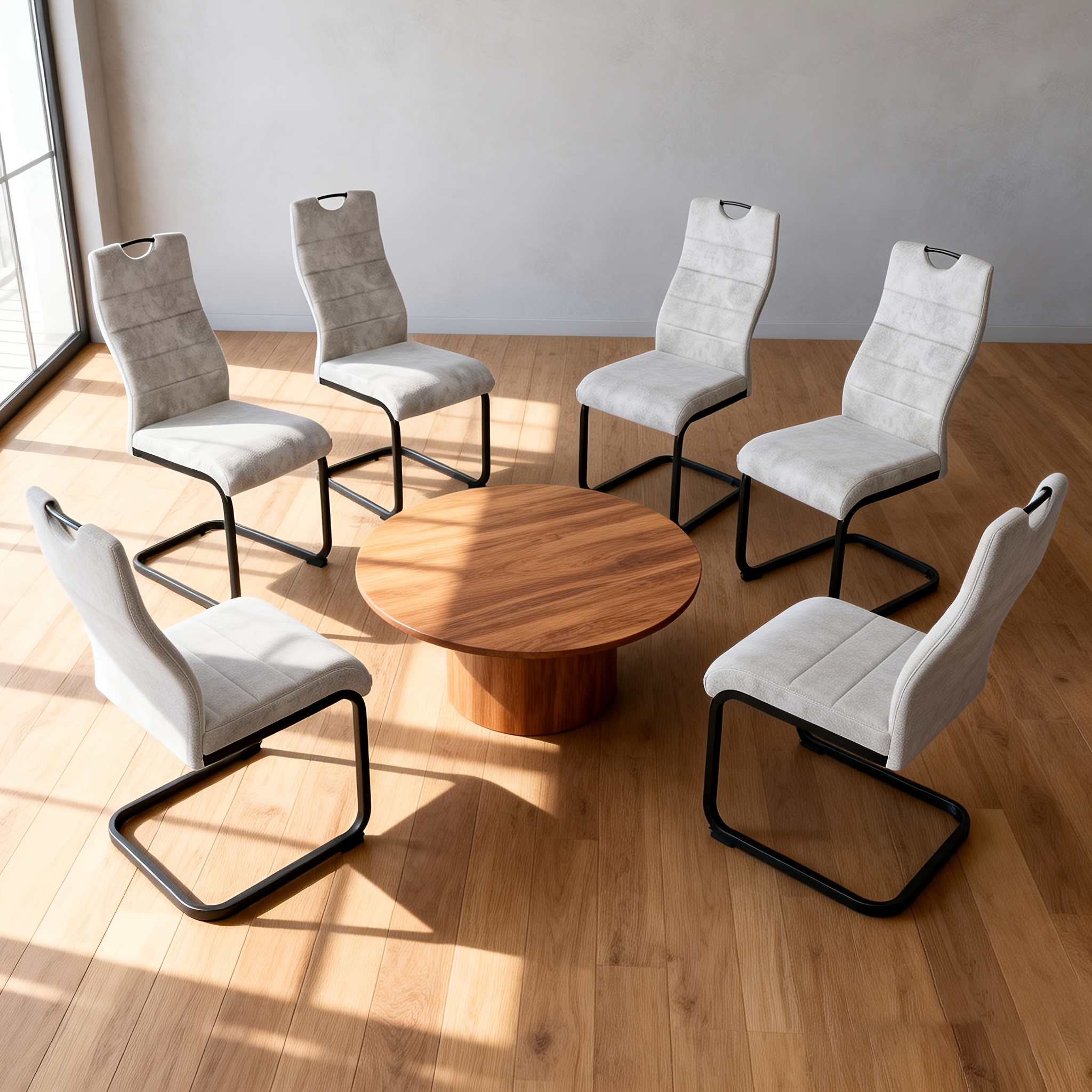 TEMU Chaise de salle à manger JIEXI de style moderne moyen, rembourrage en éponge haute , tissu de haute qualité, accoudoirs, haut et pieds en métal
