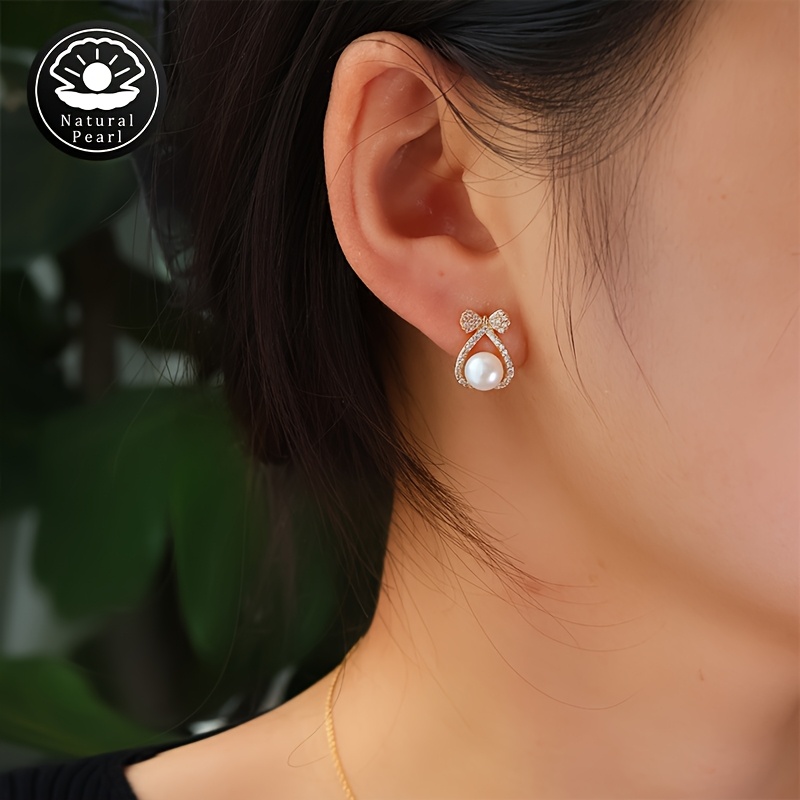 Women's Natural Freshwater Pearls Earrings, Unique Gift Set