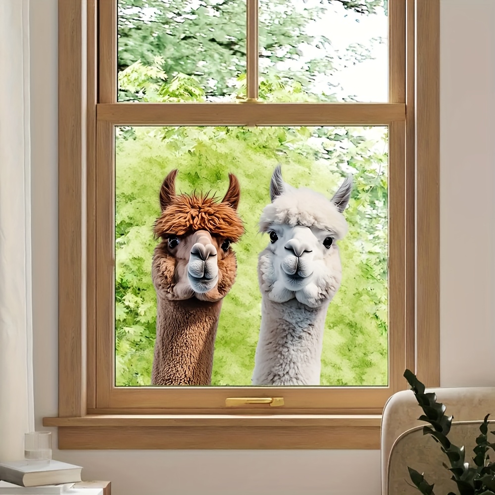 1pc Realistic Alpaca Window & Glass Door Sticker Suitable For, Glass Doors - Print Film With Irregular Llama & Alpaca Patterns, & Stick Application, Plastic For Home Decor, Glass Covering