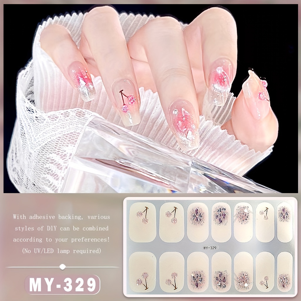 full wrap nail polish stickers spring summer nail strips self   gel nail strips nail art decals for home women girls nail decorations details 11