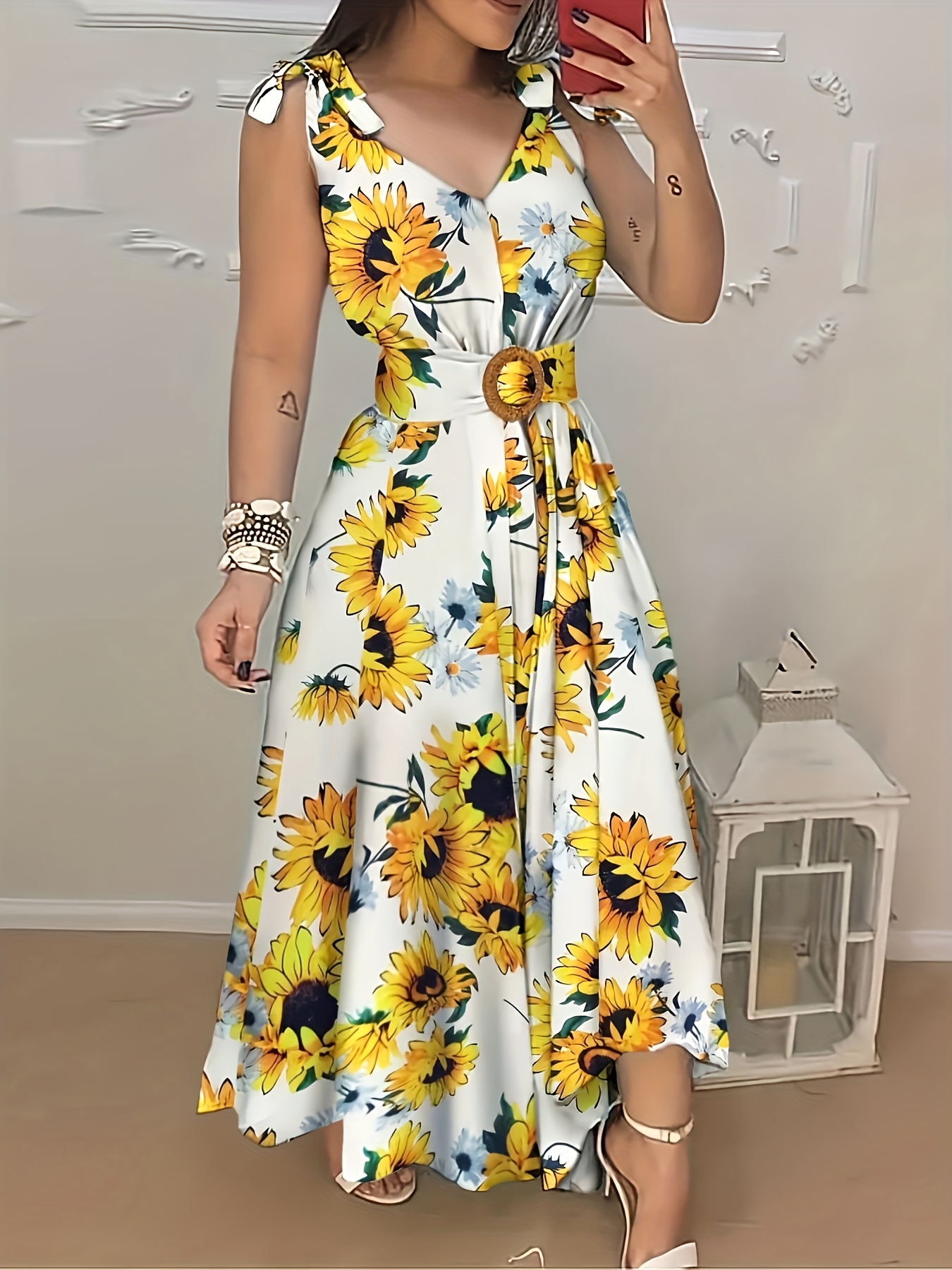sunflower dress sold on Temu United States
