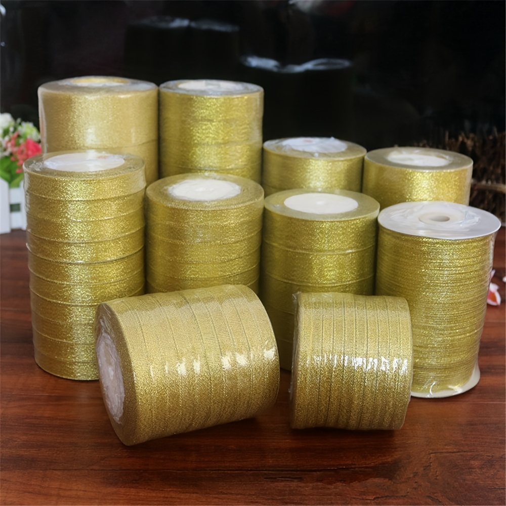 

25 Yard 0.6cm Silver Golden Glitter Silk Satin Ribbon Party Home Wedding Decoration Gift Wrapping Christmas Diy Material