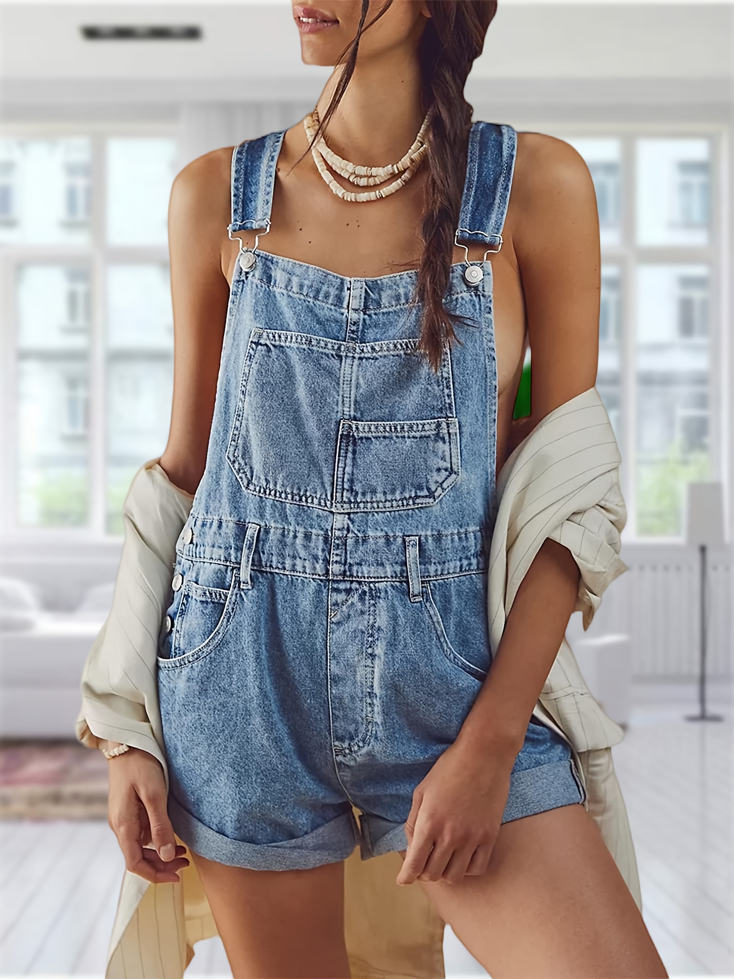 white christmas dresses High Waisted Denim Shorts Women – Wide Leg Summer Casual Outfit Essent –  4Colordress main image 1