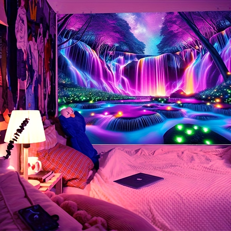 TEMU 1pc Waterfall Landscape Tapestry, Polyester Wall Hanging, Large Wall Decor With Vibrant Colors, No Electricity Needed, Brushed Fabric, 90gsm