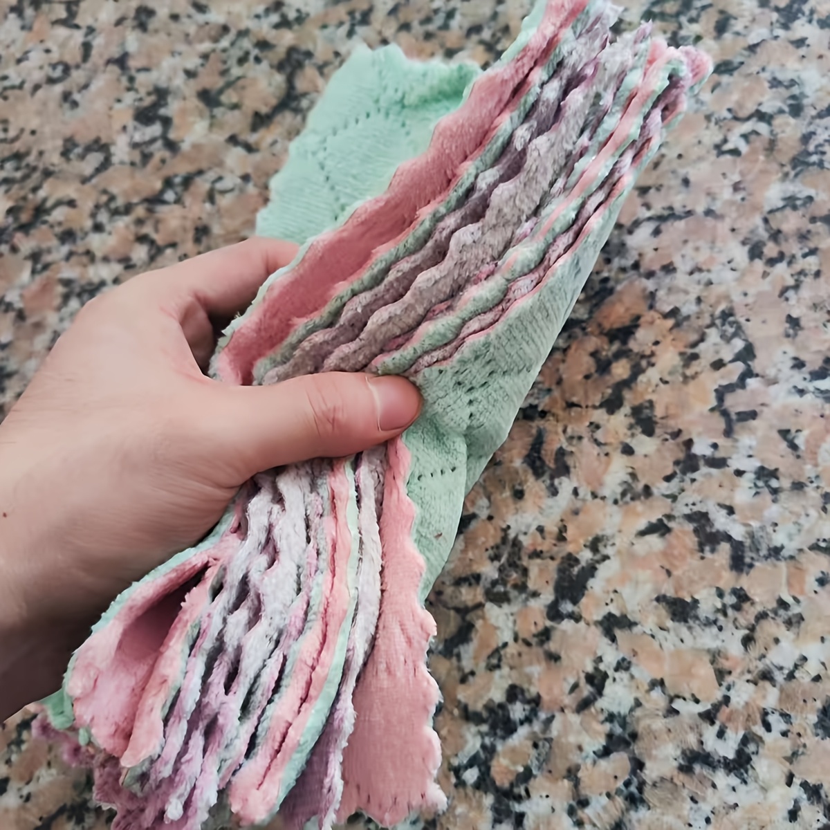 Image of 10pcs Random Color Towel Absorbent Kitchen Cleaning Cloth Dish Towel Rags Napkins Tableware Household Cleaning Towel