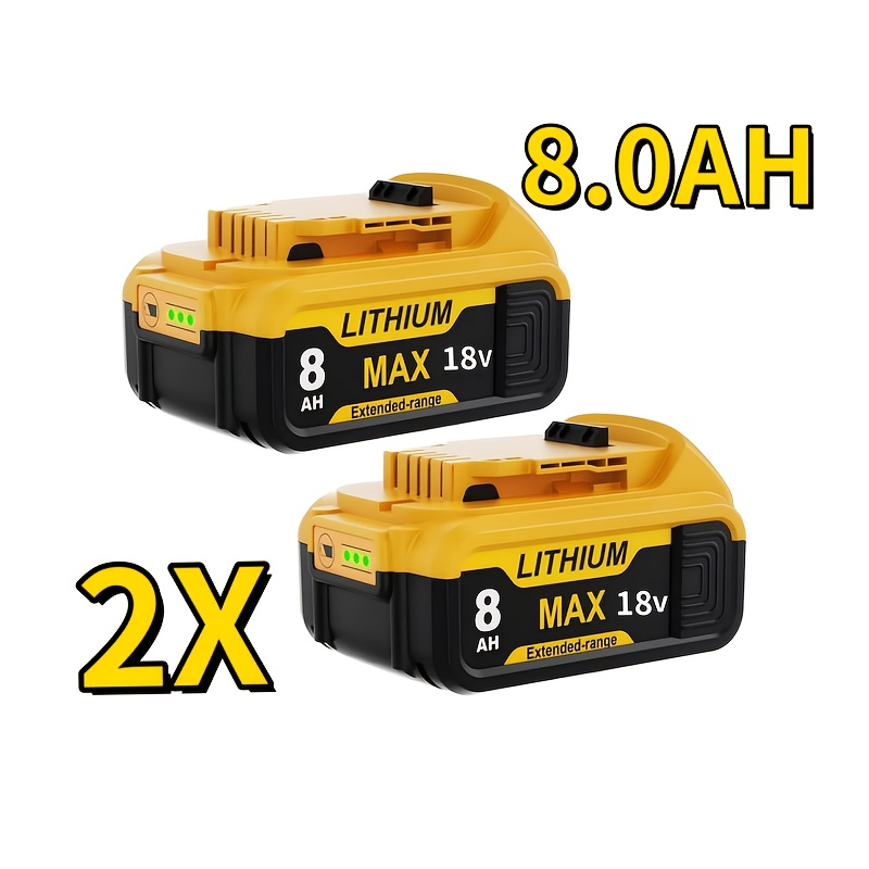 Image of 2 X 18v 8000mah Battery Replacement For 18v Battery Dcb200 Dcb 606 , For Dcb203 Dcb204 N123283 N123282 Dcb204-2 Cordless Power Tools