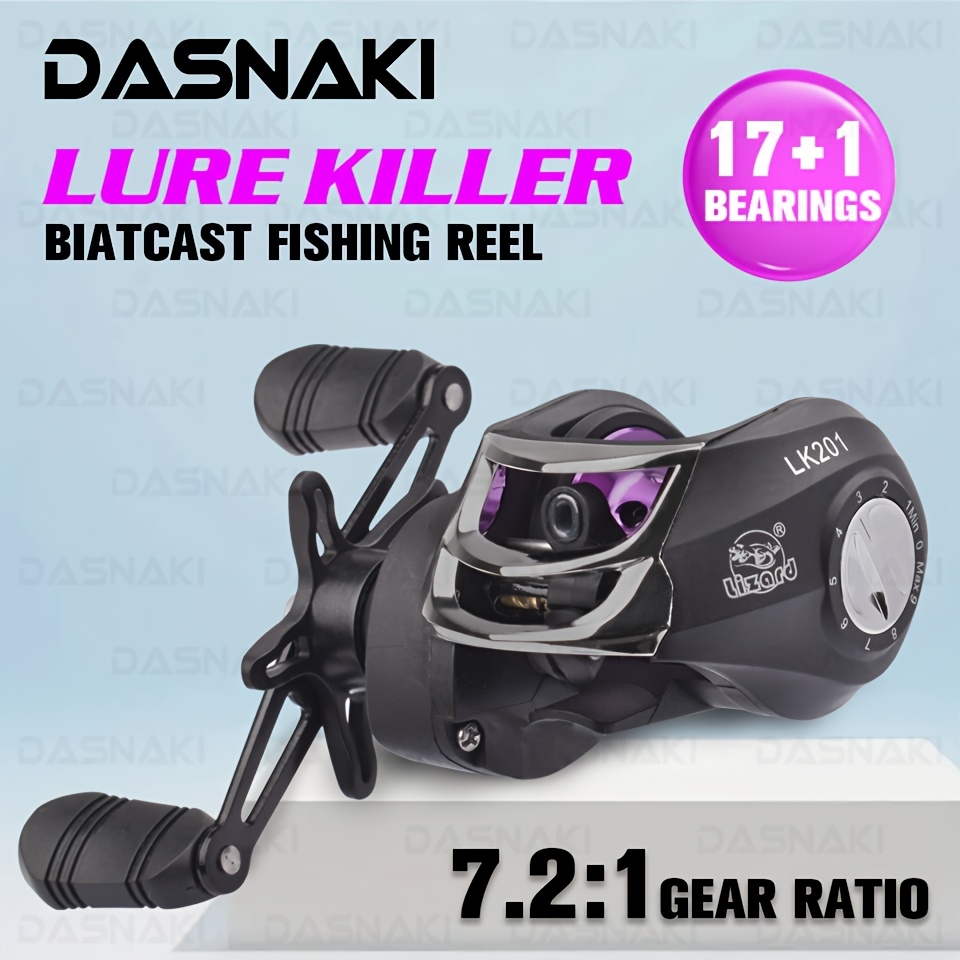 * 17+1BB Baitcasting Reel 7.2:1 High Speed Ratio Fishing Reel 8Kg Drag  Power Purple Metal Spool Anti-Backlash Reel