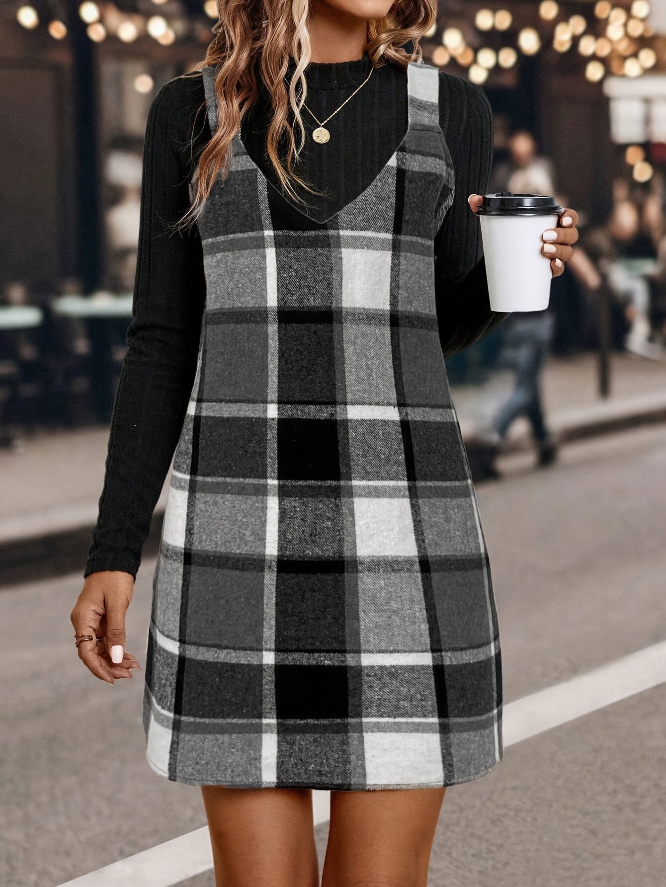 Vestido Camisero Vestido Con Estampado De Cuadros Vestido Camisero