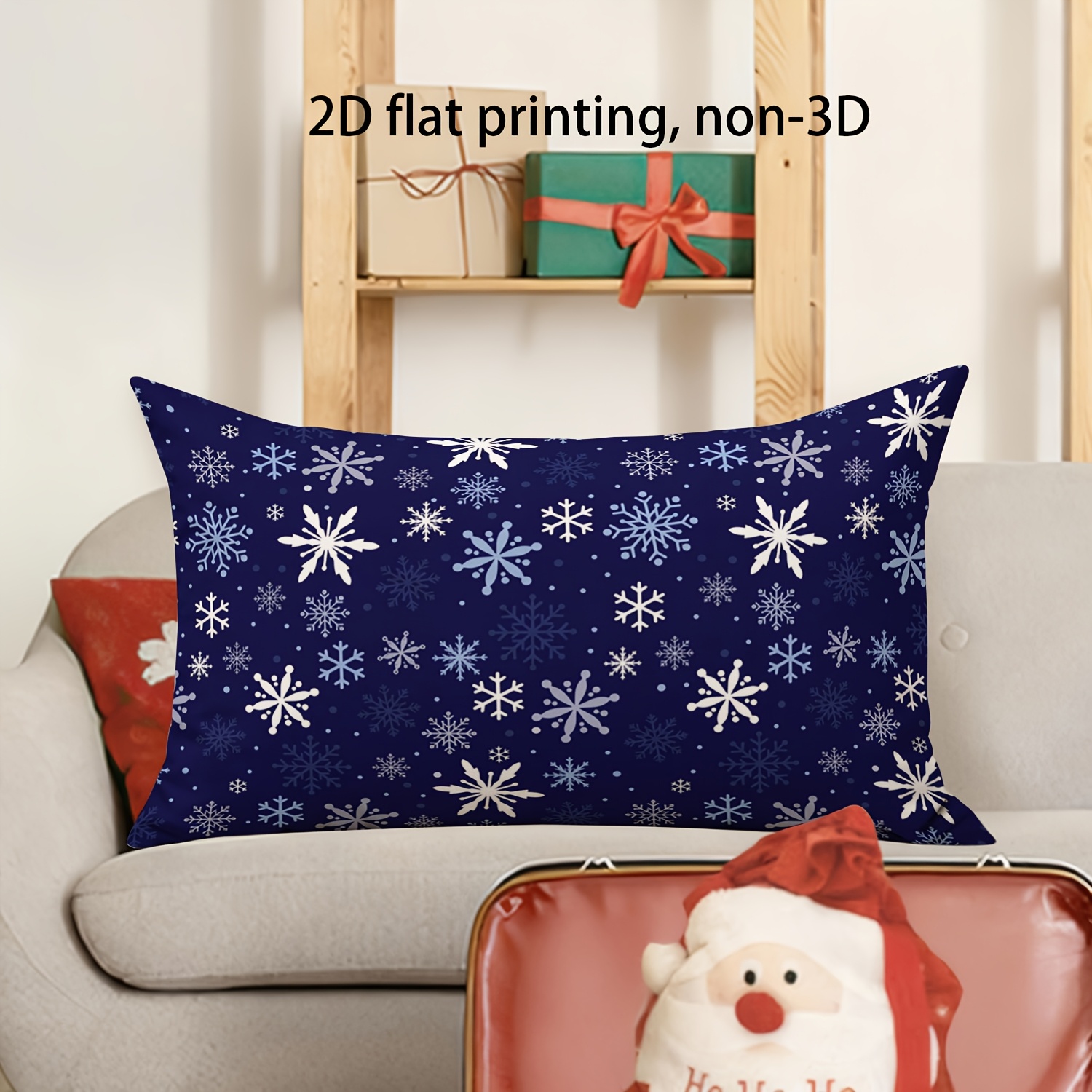 TEMU 1pc - Navy Blue Snowflake Print Pillowcase, Pillow Insert Not Included. Features A Deep Navy With An Intricately Pattern Of Blue Snowflakes, A