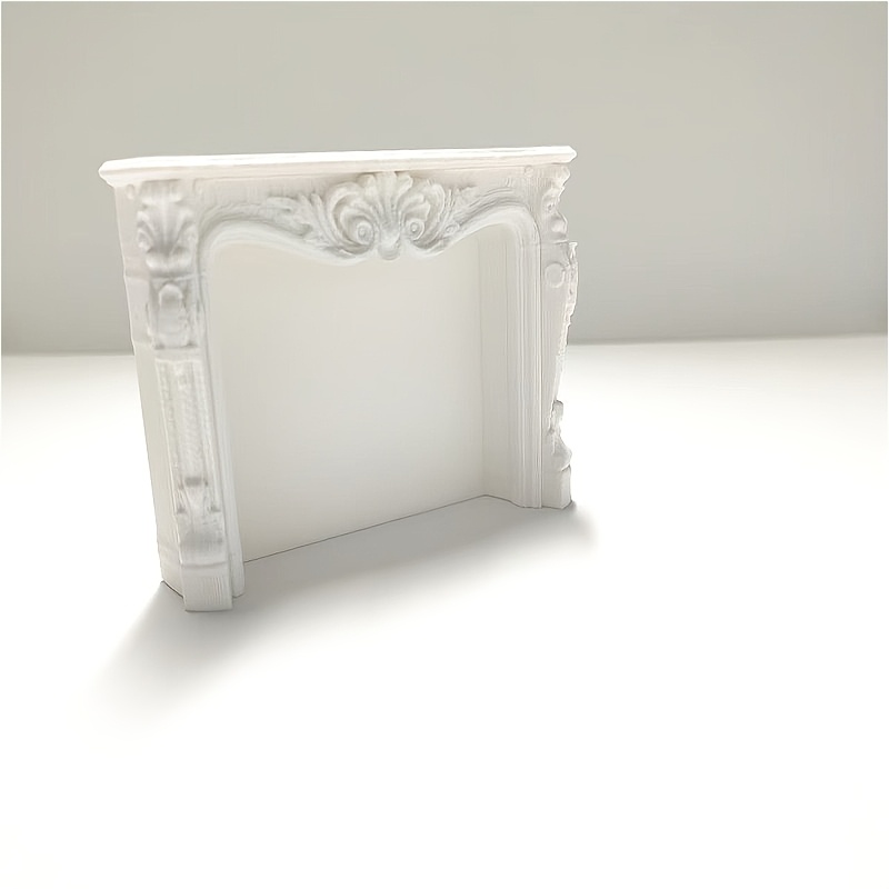 TEMU Modèle de cheminée miniature avec motif en relief de style court, dimensions 3.48In X 0.8In X 2.93In, décoration de construction de scène de