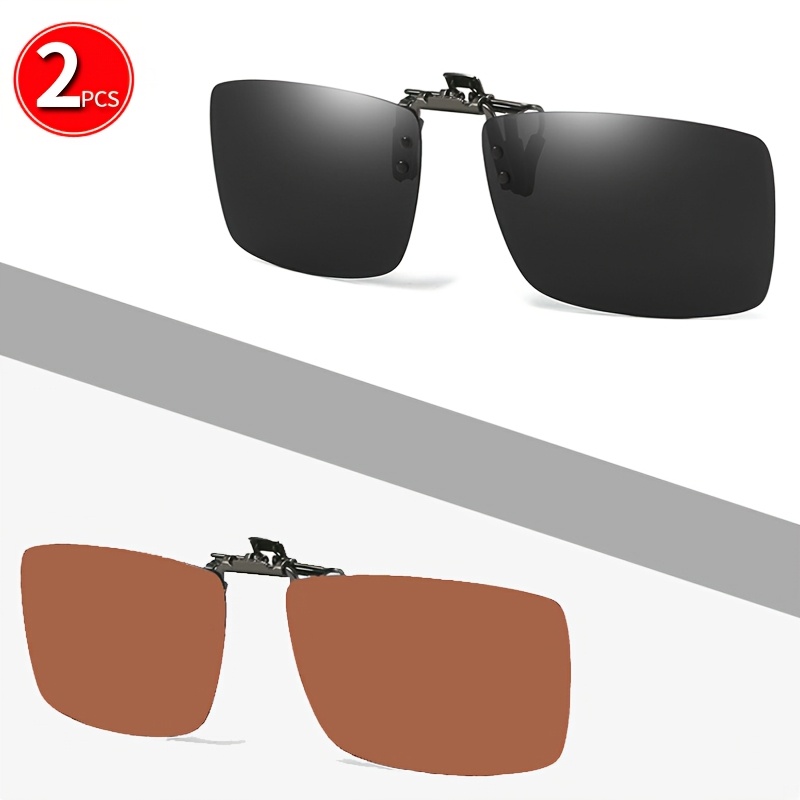 2pcs Easy Rectangle Polarized Clip-On Glasses
