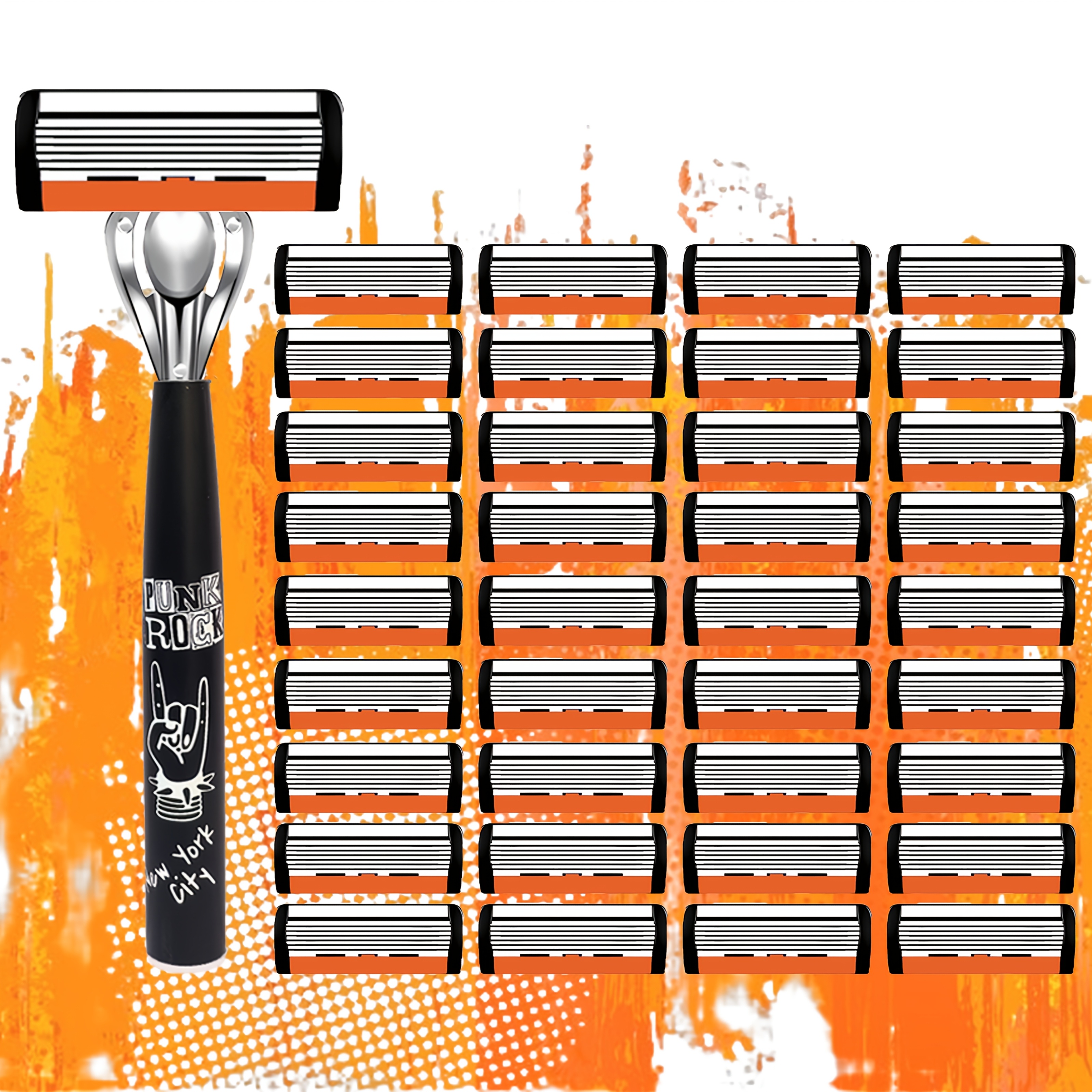 TEMU Premium Retro Manual Razor Set - Ultra-sharp 6-layer , Interchangeable Heads - Perfect Father's Day And Birthday Gift With Ergonomic Handle,