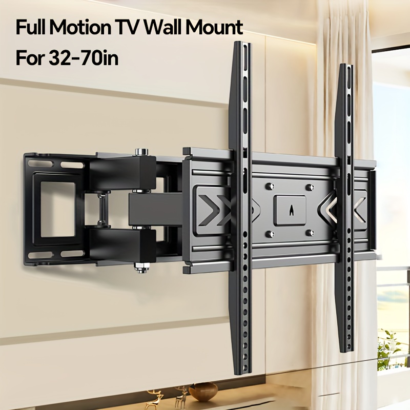 

Full Motion Articulating Tv Wall Mount, Sleek Black Metal, For 32-75 Inch Tvs Up To 110 Lbs - Vesa 600x400mm Compatible, , No Power Needed