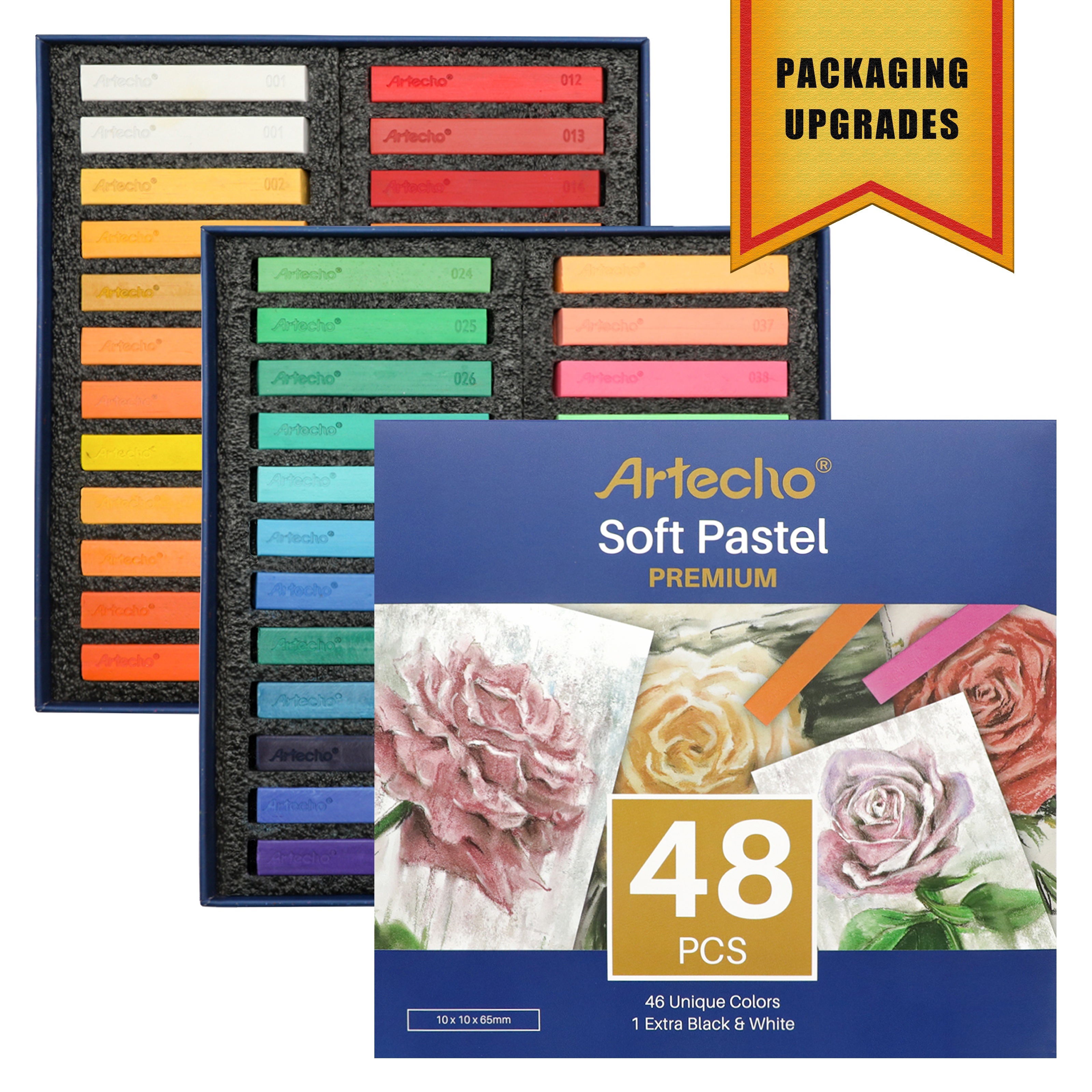 

Soft Pastels 48pcs, 46 Colors Including 4 Fluorescent Colors, Extra Free Black & White, Square Chalk For Drawing, Blending, Layering, Shading, Pastels Art Supplies