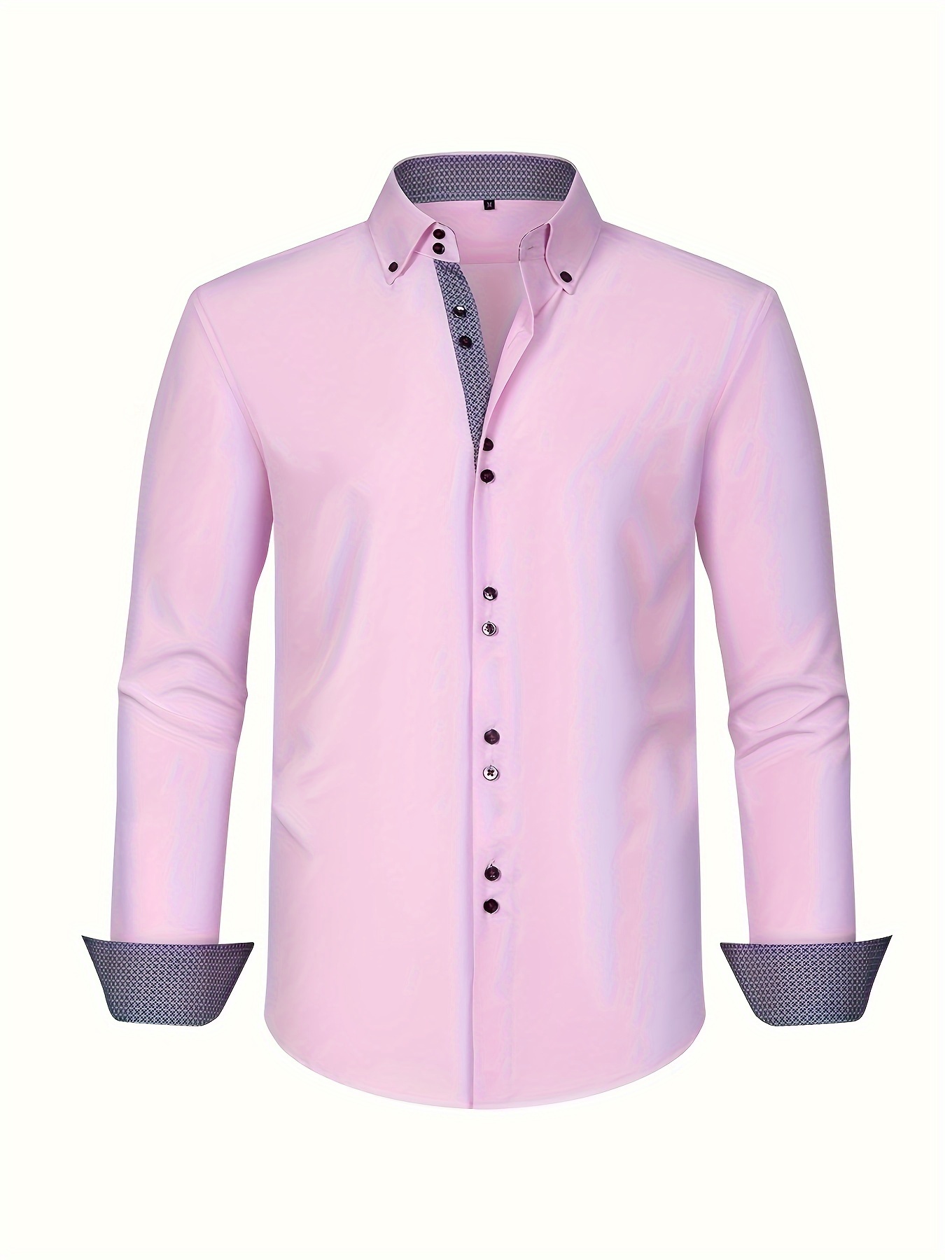 mens fashion spring autumn dress shirt light business long - Temu