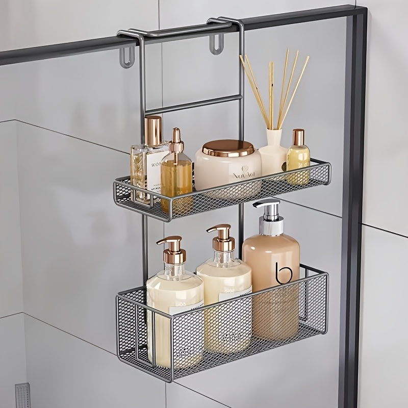 TEMU Mensola da bagno a 2 ripiani, scaffale sospeso da appendere alla porta, portaoggetti per accessori doccia, adatta per bagno, soggiorno e spazi,