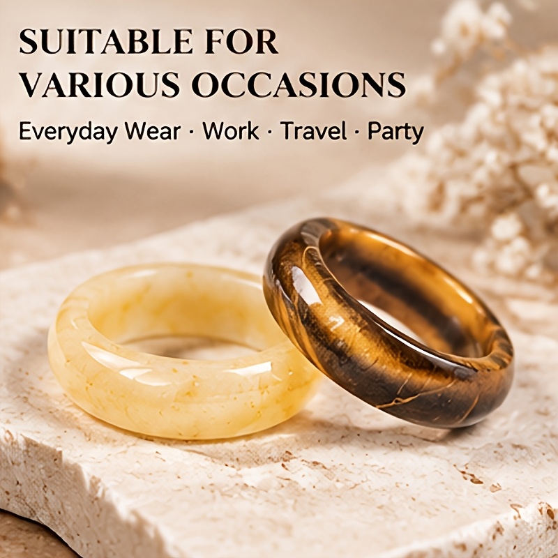 2pcs Tiger's Eye and Citrine Dual-Color Ring Set for Women