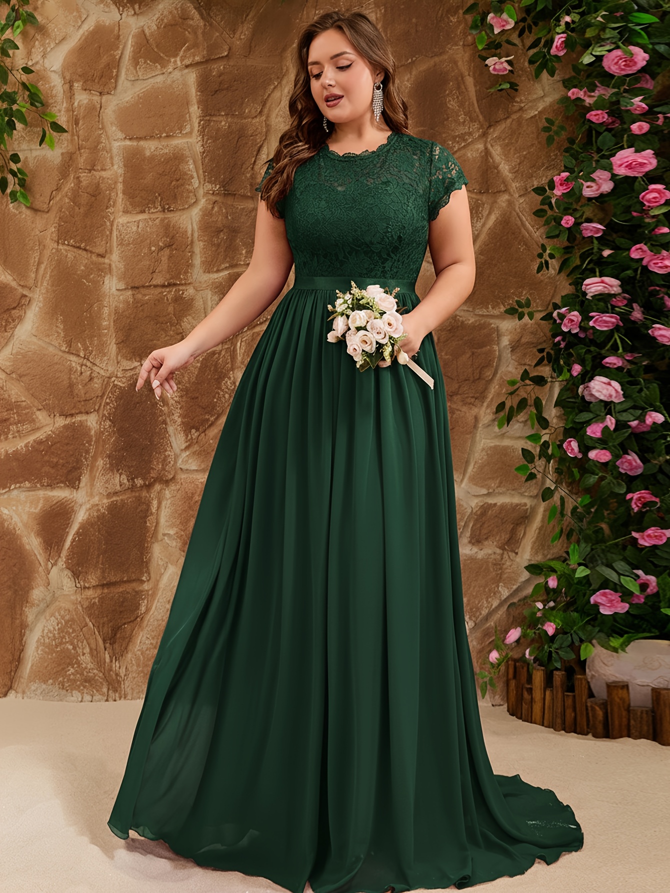 plus size plus size womens chiffon bridesmaid dress lace - Temu Mauritius