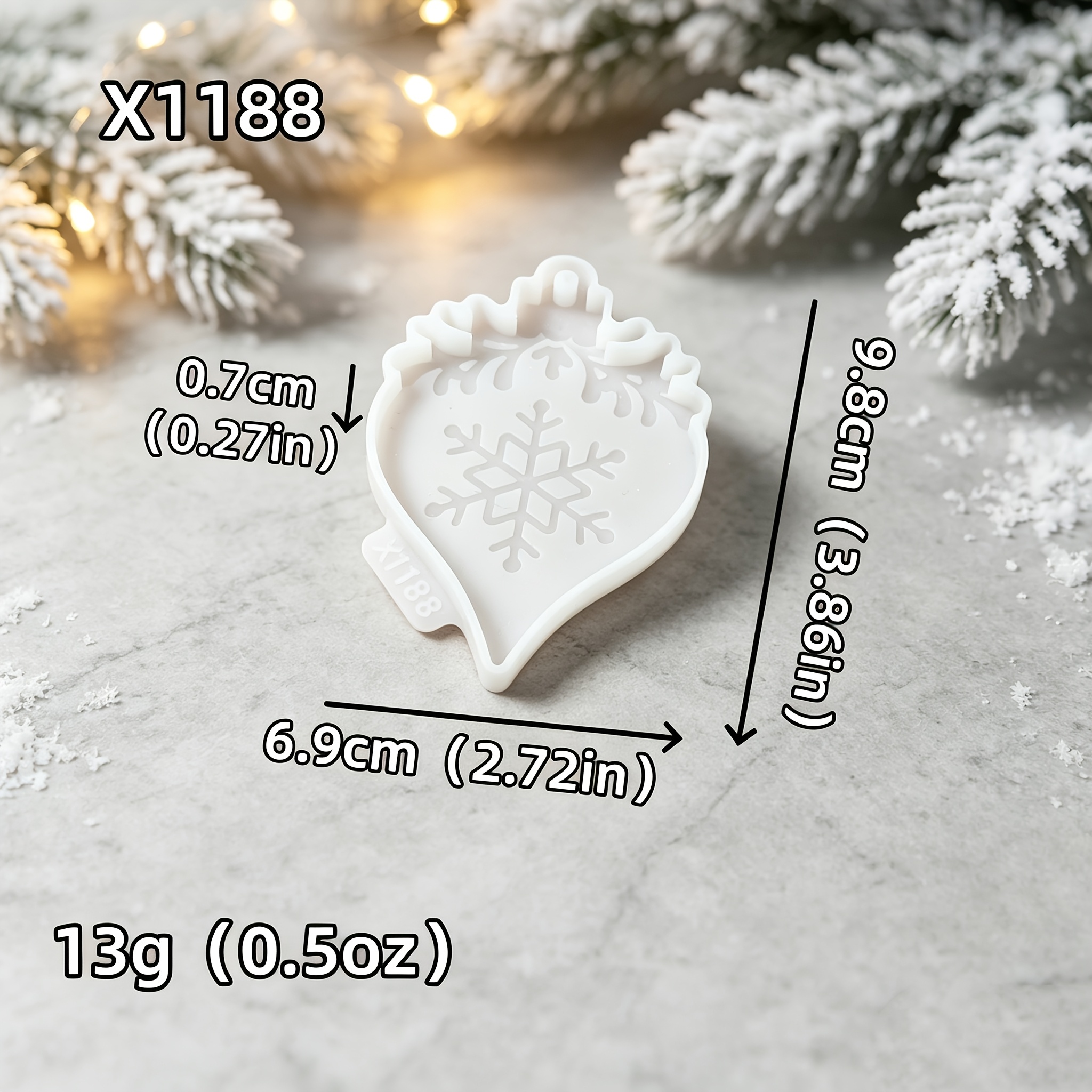 TEMU Winter Snowflake Teardrop-shaped Decorative Silicone Mold, Christmas Hanging Resin Gypsum Mold, Handcrafted Winter Christmas Atmosphere
