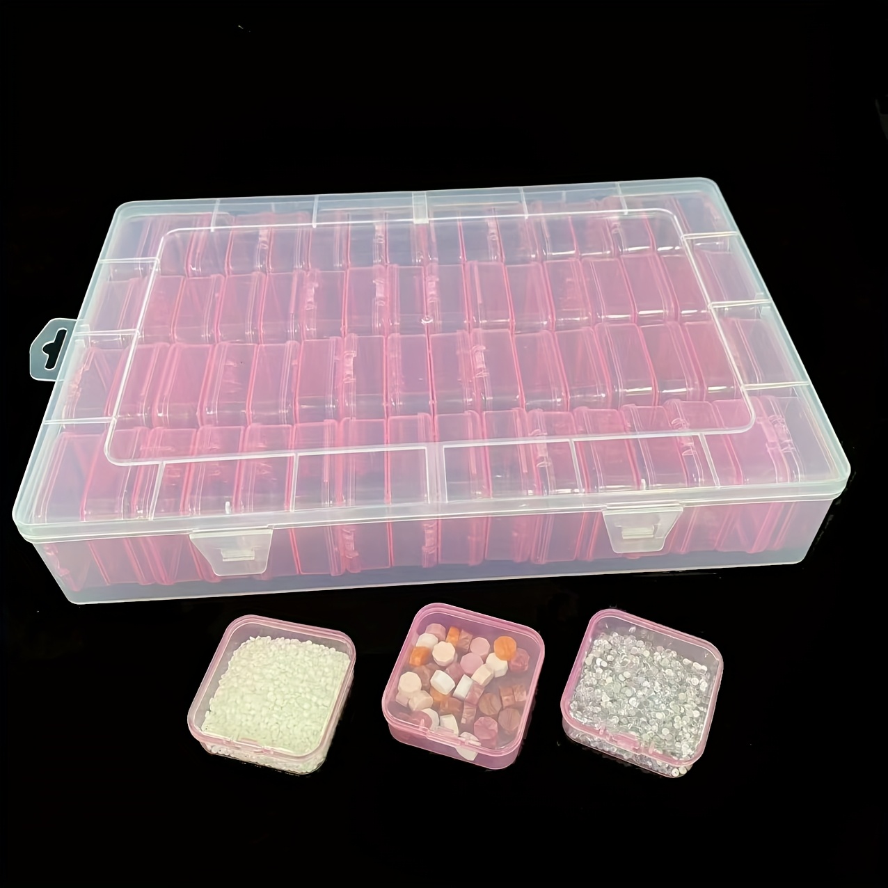 64pcs mini transparent plastic storage boxes with hinged lids ideal for bead organization   making craft projects 13 3x9x1 5 inches craft storage transparent storage box secure closure box Product details 4