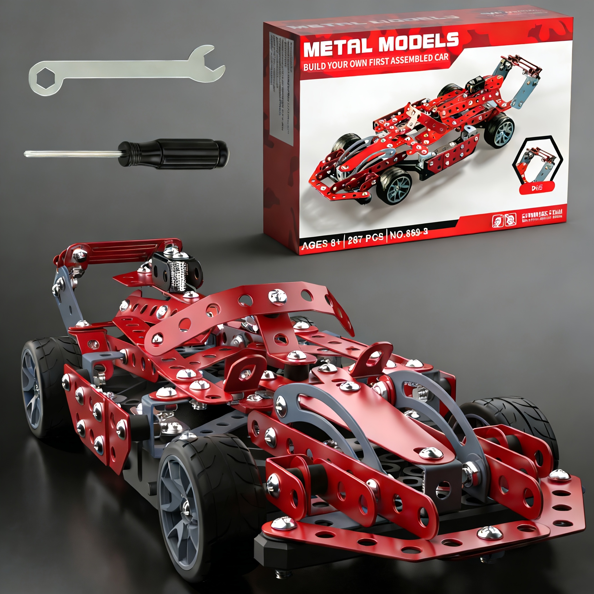 TEMU Building Kit Model Car Set - 287pcs Stem Project Toys For Kids Ages 8-12, Assembly Building Vehicle For Boys Gift