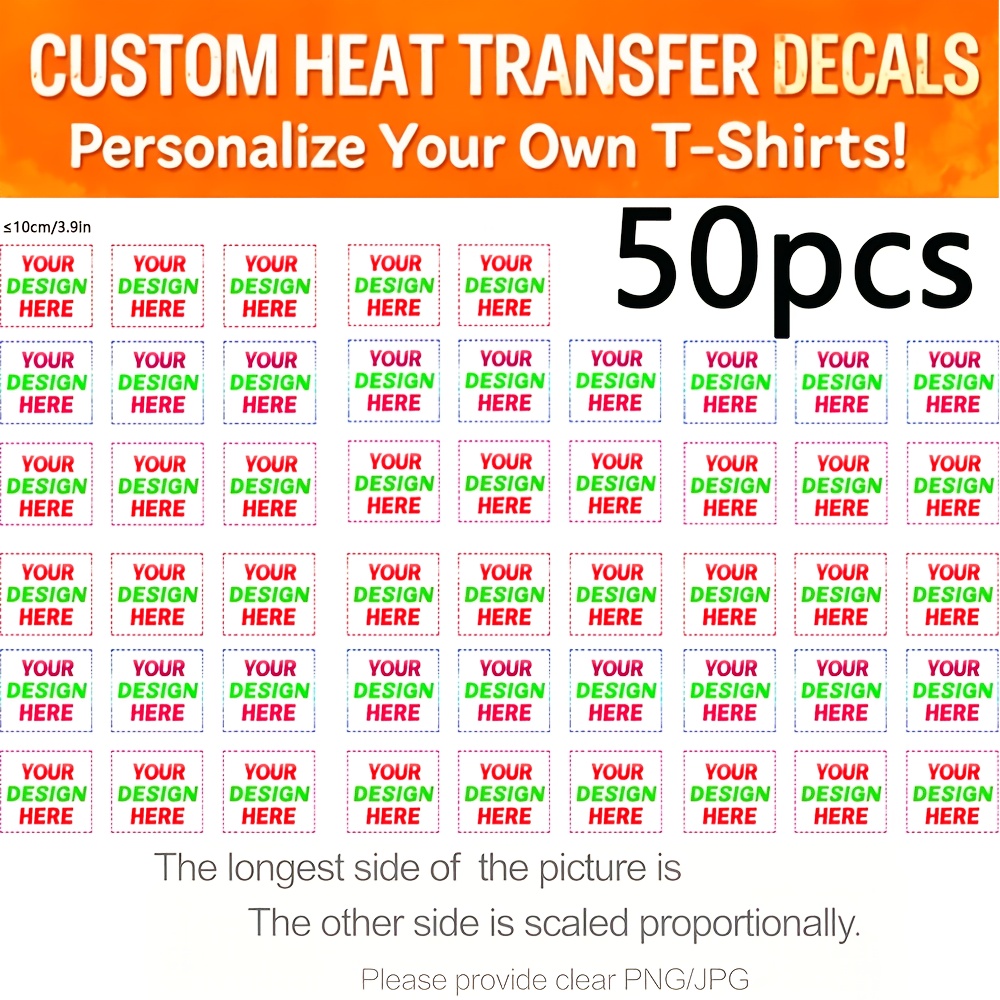 TEMU 50 adesivi termoadesivi con logo personalizzato - T-shirt personalizzate, abbigliamento, decorazione di tessuti - Toppe lavabili termoadesive, i