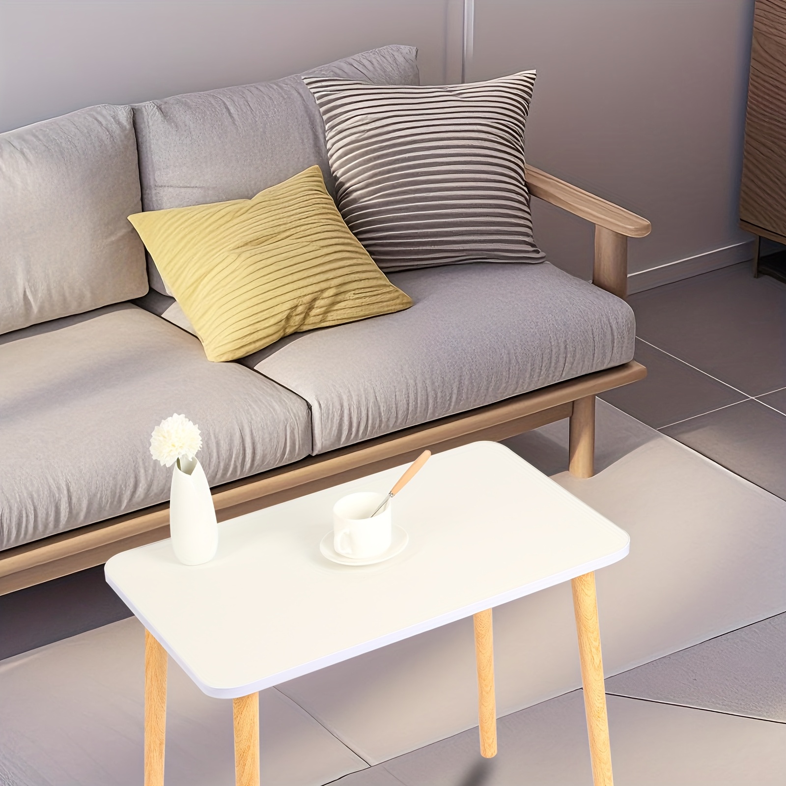 Scandinavian Modern Coffee Table | Multifunctional 60x40cm Living Room & Bed Desk, 42cm Height With Legs, Sofa Tray & Space- Design For Apartments, Dorms, Couples