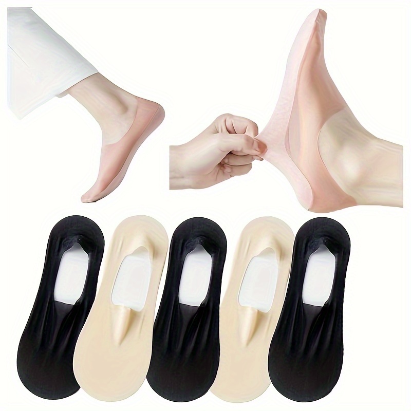 

5 Pairs Invisible Ice Silk Breathable Socks, No Show Socks Ultra Low Cut Liner Socks Non Slip Socks