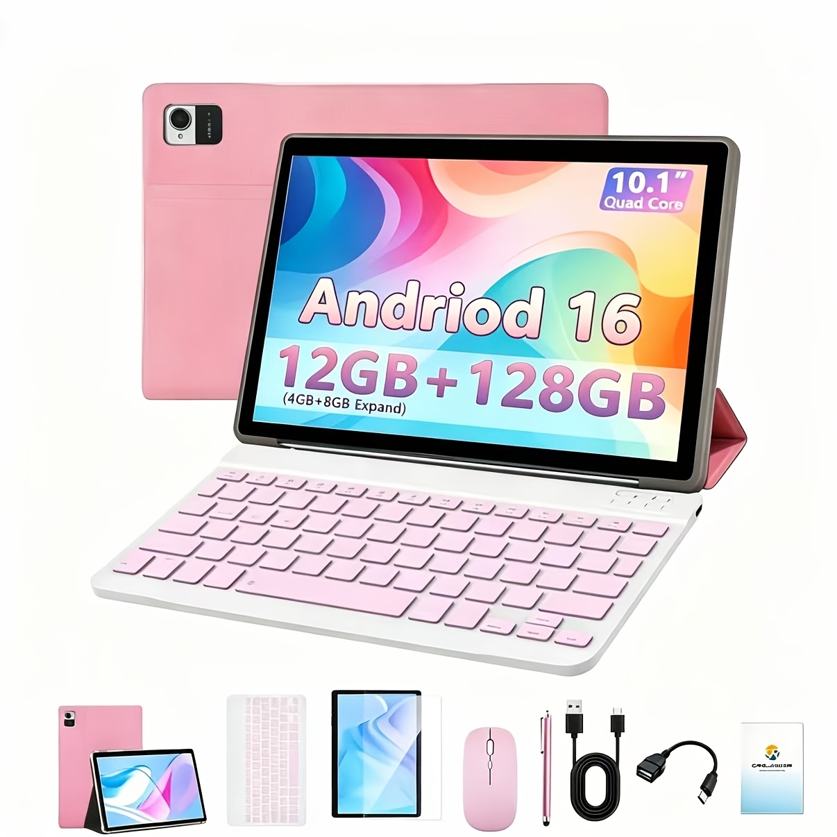 Image of Crelander 16 Tablet, 10.1 Inches Display, (4gb+8gb Extension) 12gb , Keyboard, Mouse Combo, Case, Supports 128gb Storage Extension Google, Ai, Wifi, Dual Camera, Tablet Computer, Pad