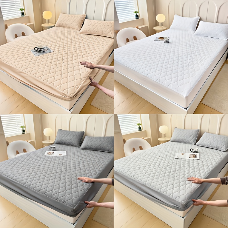 4-Season High-Quality Soft Comfortable Waterproof Mattress Protector, Premium Solid Color Bedding Full Coverage Mattress Protector - Perfect for Bedroom and Hotel Rooms, Single and Double Beds Friendly Breathable Machine Washable