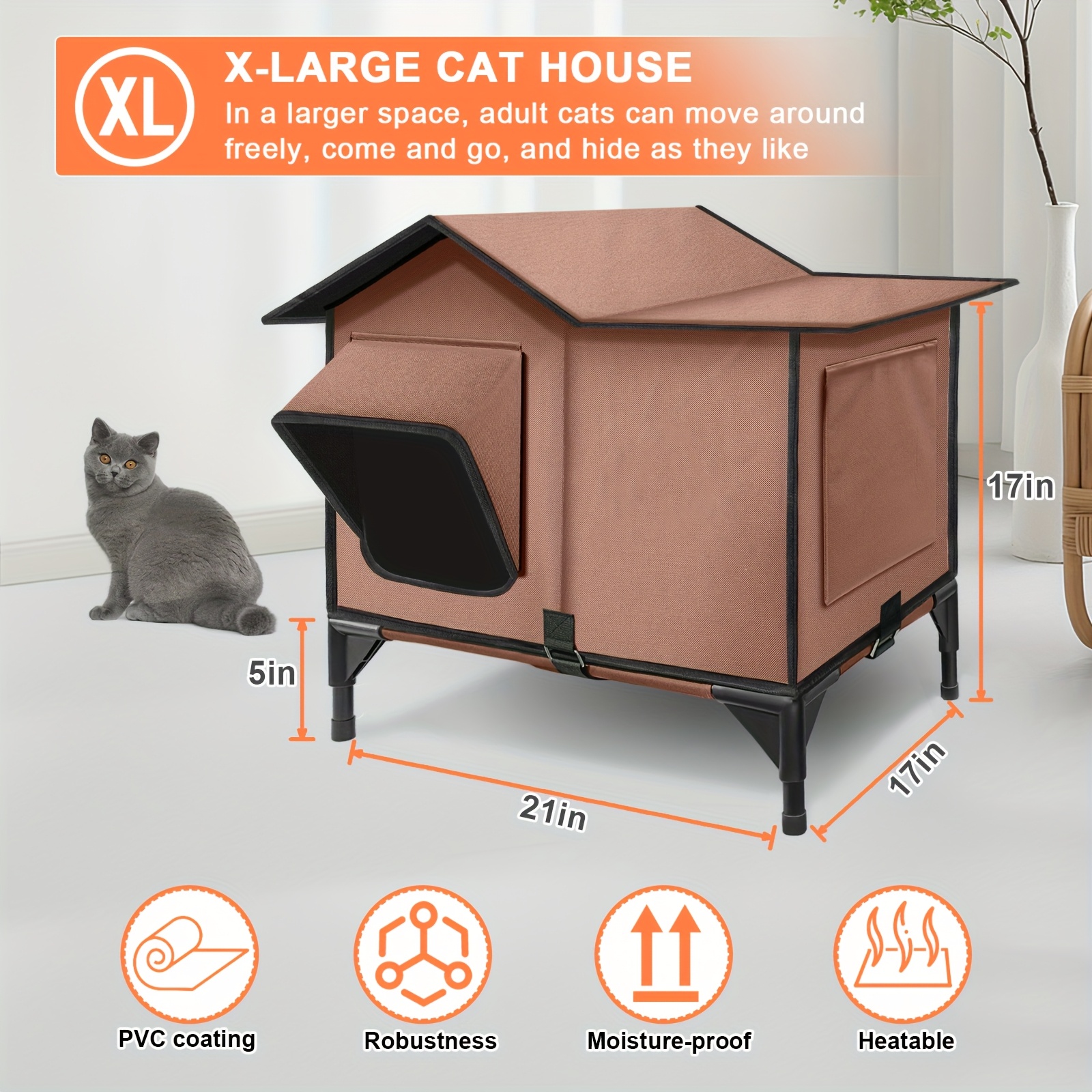 3 in 1 design heated cat house with pet heating pad elevated bed sturdy structure cat cave cat beds supplies for indoor cats safe outdoor cat shelter cat condo kitten supplies   gifts for men women kids girls cat stuff clearance 1