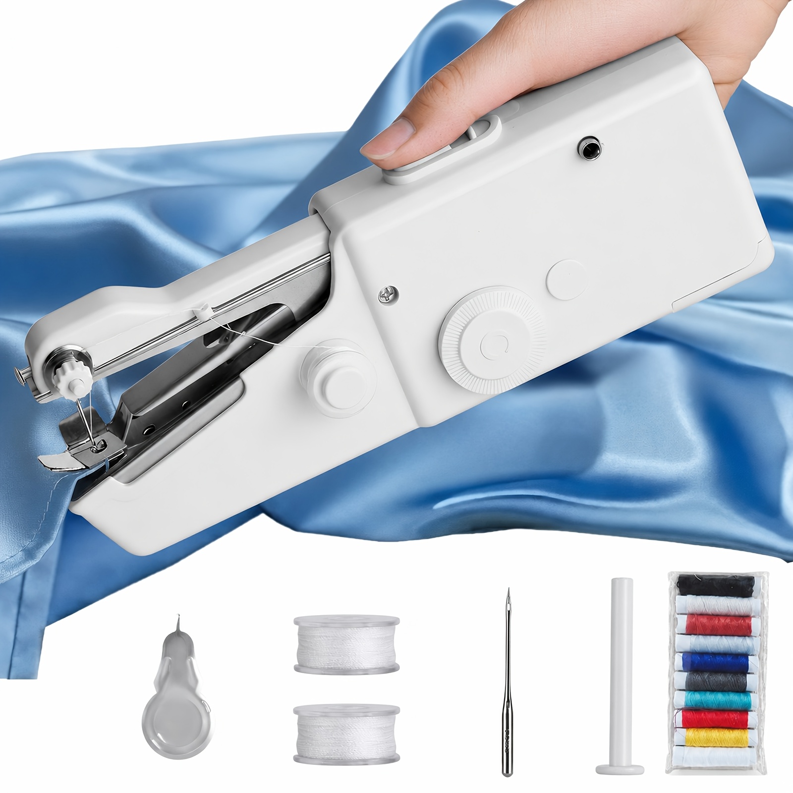 TEMU 16pcs Handheld Mini Sewing Machine, Portable Electric Sewing Kit For Fast Stitching, Cordless Suitable For And Diy, Great For Beginners,