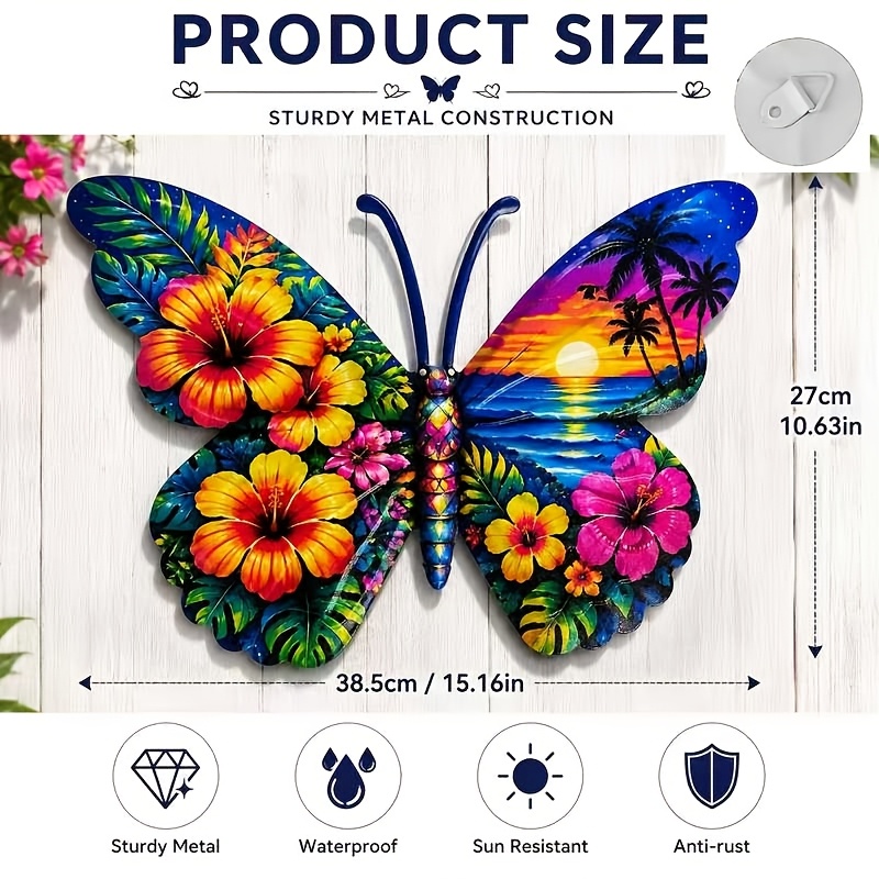 TEMU 【2.5d】 [2.5d] 15.16-inch Large Colorful Metal Outdoor Indoor Ornament. No Electricity Required. Ideal Gift For , Garden, Courtyard, Living Room,