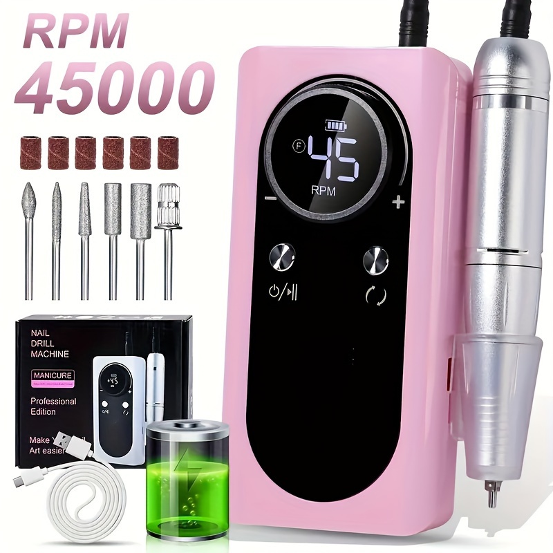 

Portable 45000 Rpm Rechargeable File E File For Gel Polishing Removing, Kit For