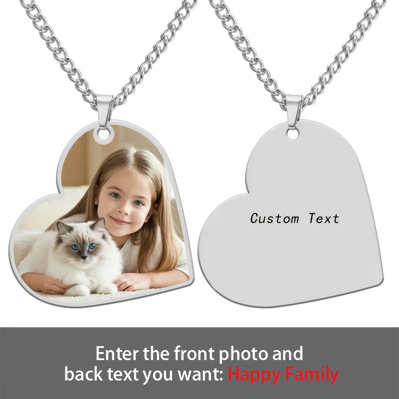 TEMU Ciondolo a cuore con foto personalizzata | Acciaio inossidabile 304L 304L 304L 304L 304L | Placcatura in oro 18 | Ciondolo commemorativo con