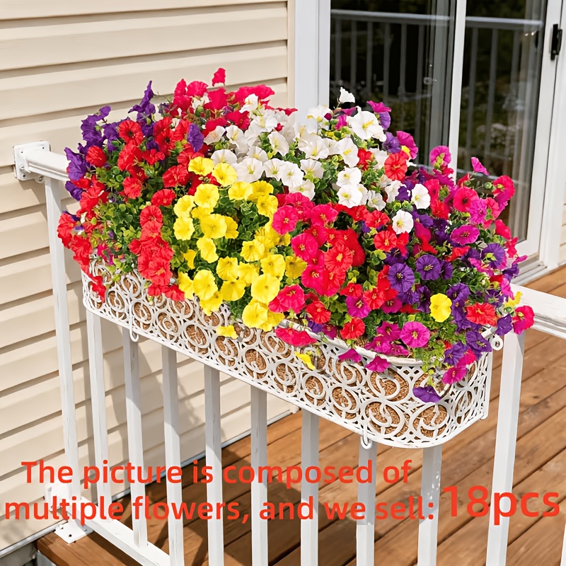 Image of 18 Bunches Of Artificial Simulated Flowers—uv-resistant, Perfect For Outdoor , , Gardens, Wedding Decor, And Spring/ Furnishings. In A Of Vibrant And Bright Colors, Christmas Decor