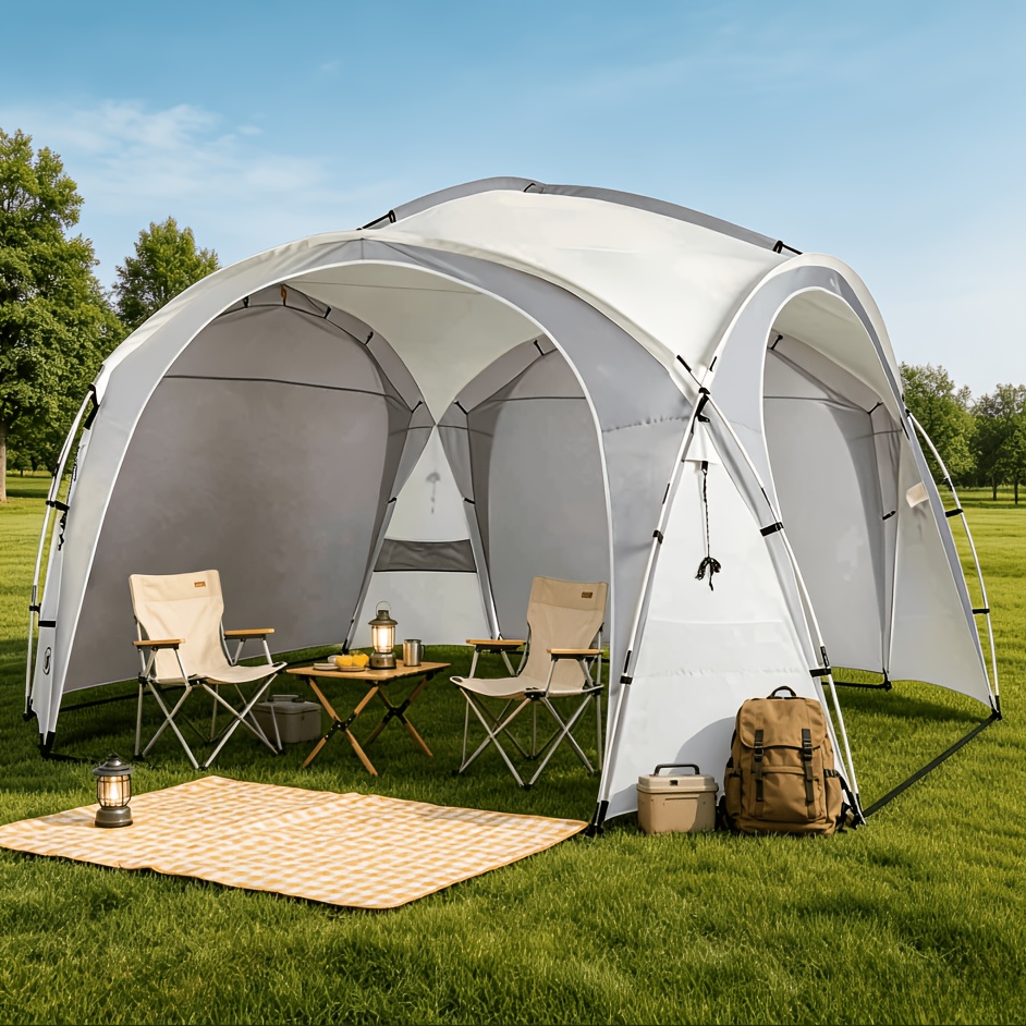 3.5 X 3.5m Outdoor Tent With Ground Pegs Easy Beach Tent Pop Up Canopy Tent, Ground Pegs, And Stability Poles, Sun Shelter, Camping Trips, Backyard Fun, Party Or Picnics