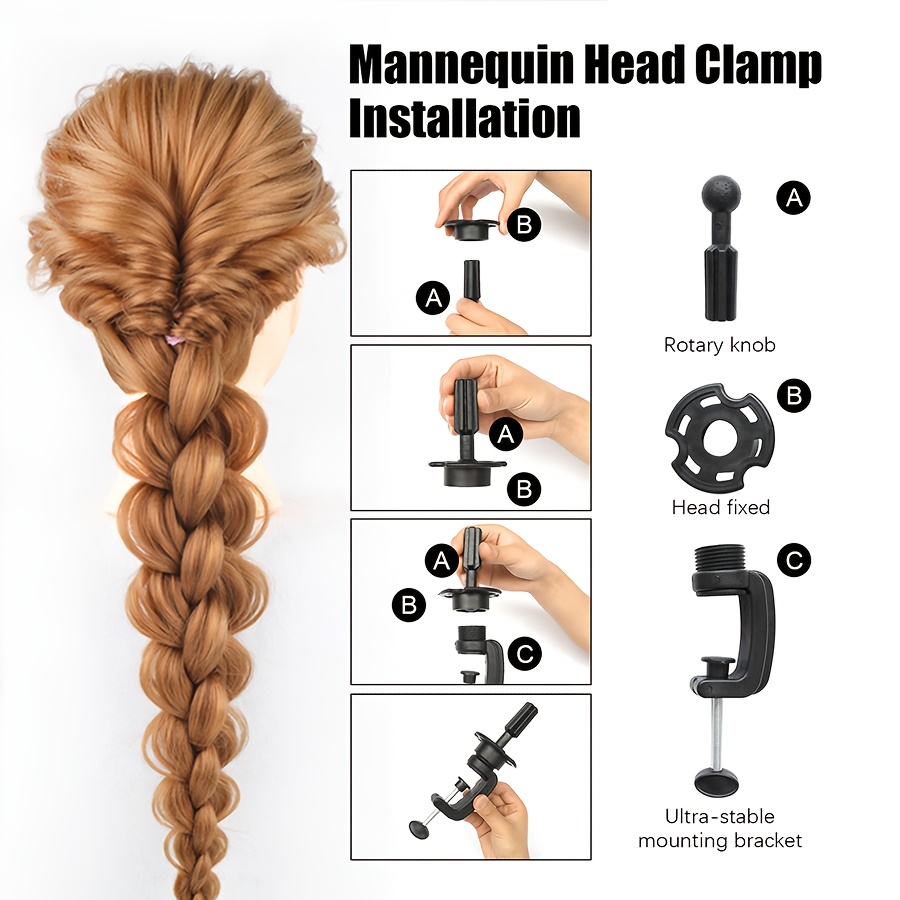 24 inch hairdressing mannequin head made of synthetic fibers complete with a clamp and a braiding kit suitable for halloween props and for adults of any gender Product details 2