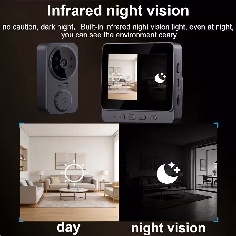 doorbell camera 1080p with screen two way audio 170 3 inch screen i video doorbell no subscription no application no wifi simple operation Product details 7