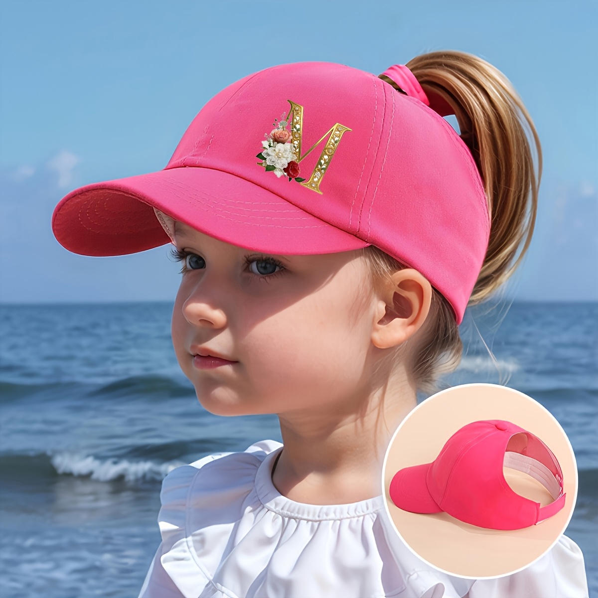 E-shop (Metallischer Blumendruck) Neue verstellbare Baseballkappe, Capybara-Print-Design - Geeignet für 3-7-jährige Jungen und Mädchen, atmungsaktiver