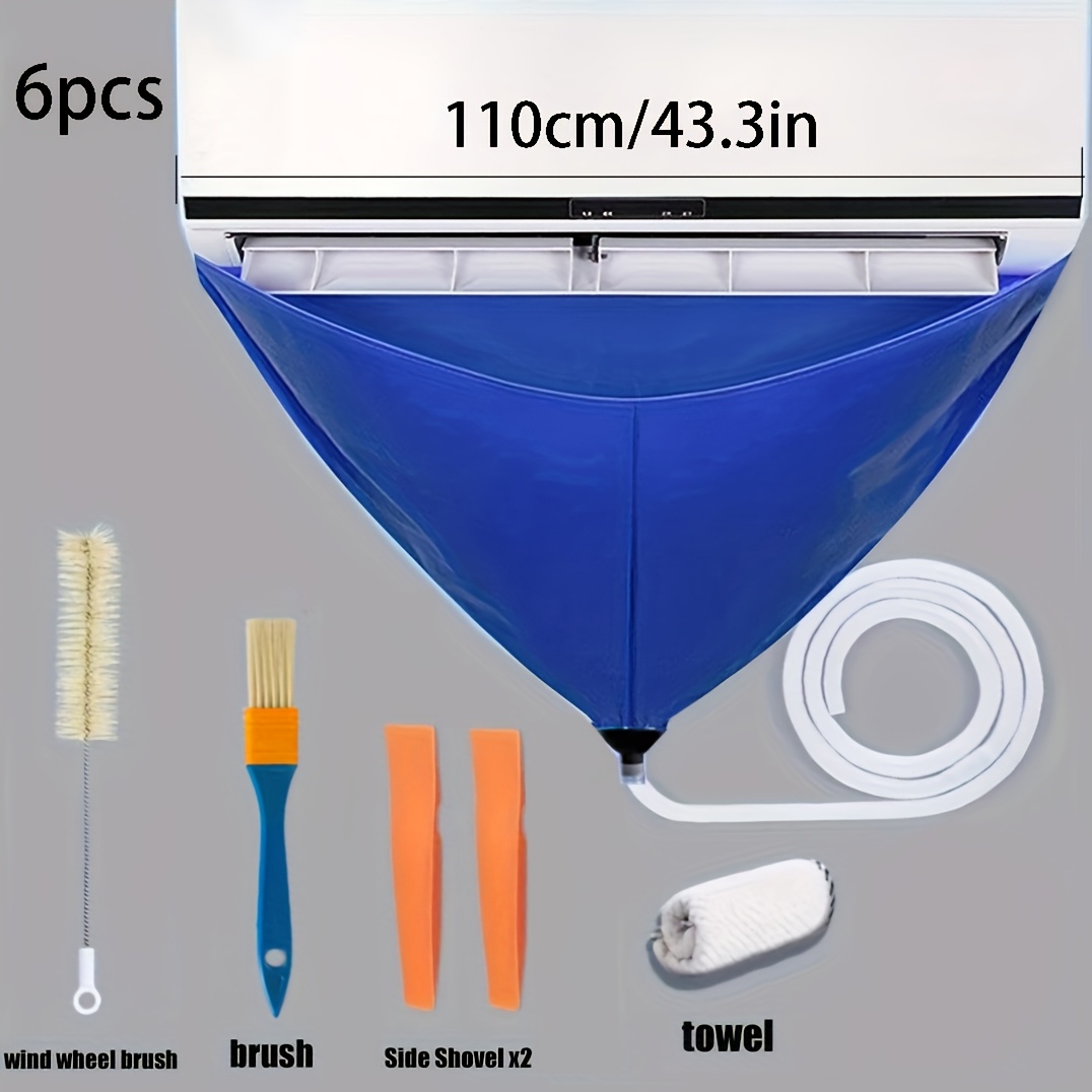 TEMU Système de de nettoyage pour climatiseur 6/8 pièces avec sac à eau mural pour climatisation adapté à , brosse, grattoir latéral et serviette -