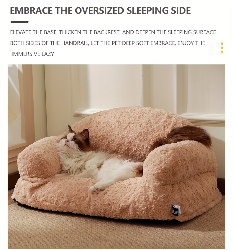 orthopedic dog bed sofa plush   fur   non slip bottom easy assembly stain scratch resistant square pet bed for   use khaki fits medium large small breeds Product details 1