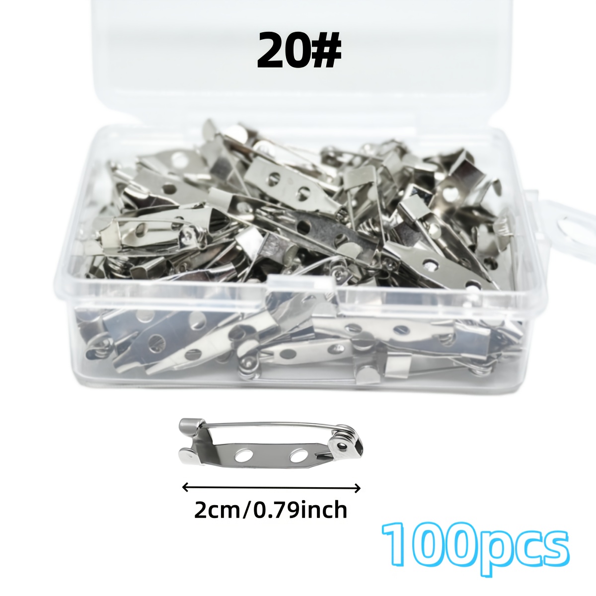 E-shop 100 Stück rostfreie Stiftverschlüsse, verschiedene Größen in goldenen silbernen schlichten Stiften für DIY-Basteln, 2/2,5/3,2/3,8 cm